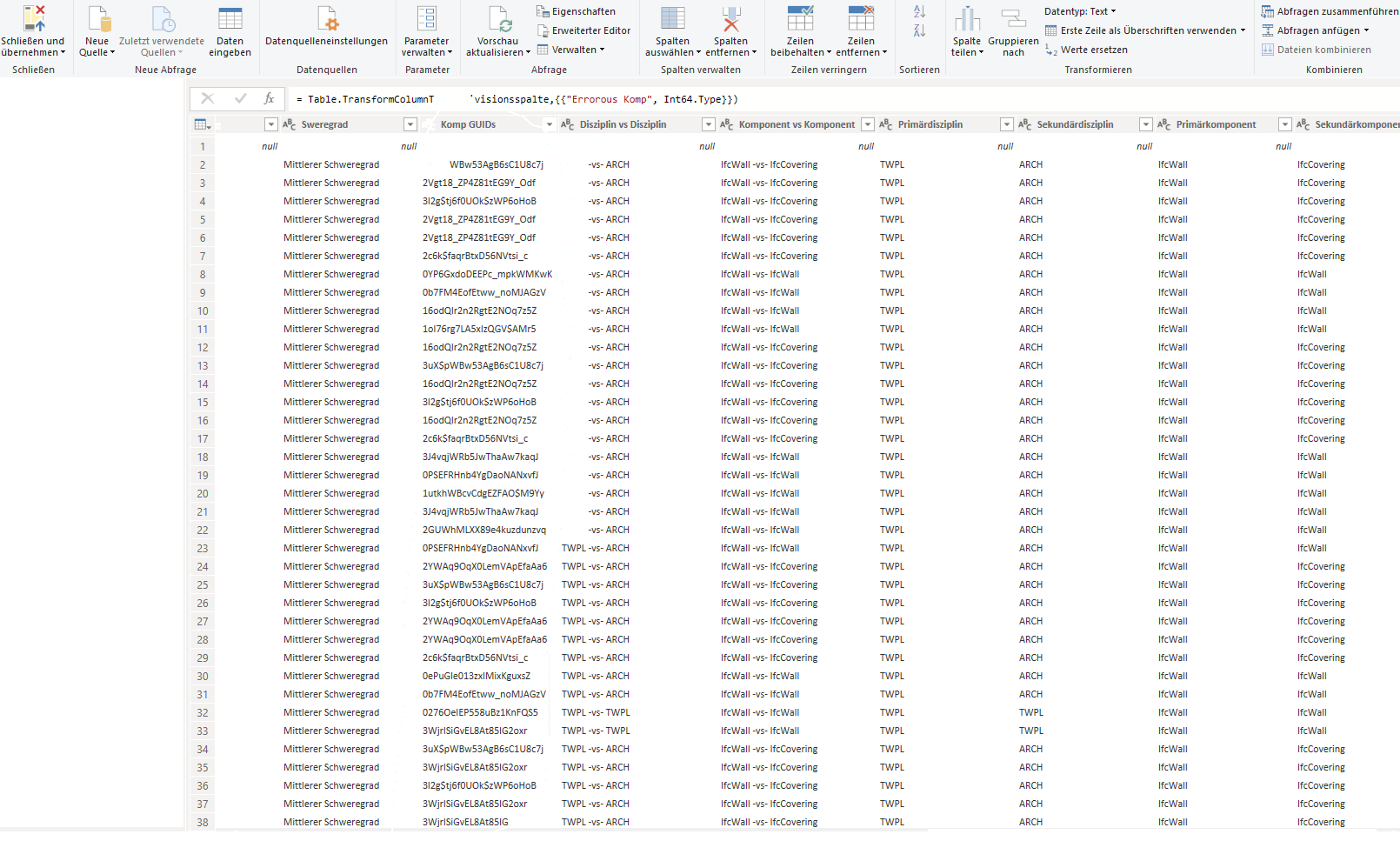 Flinker Data Connector loading complete openBIM data in Power Query